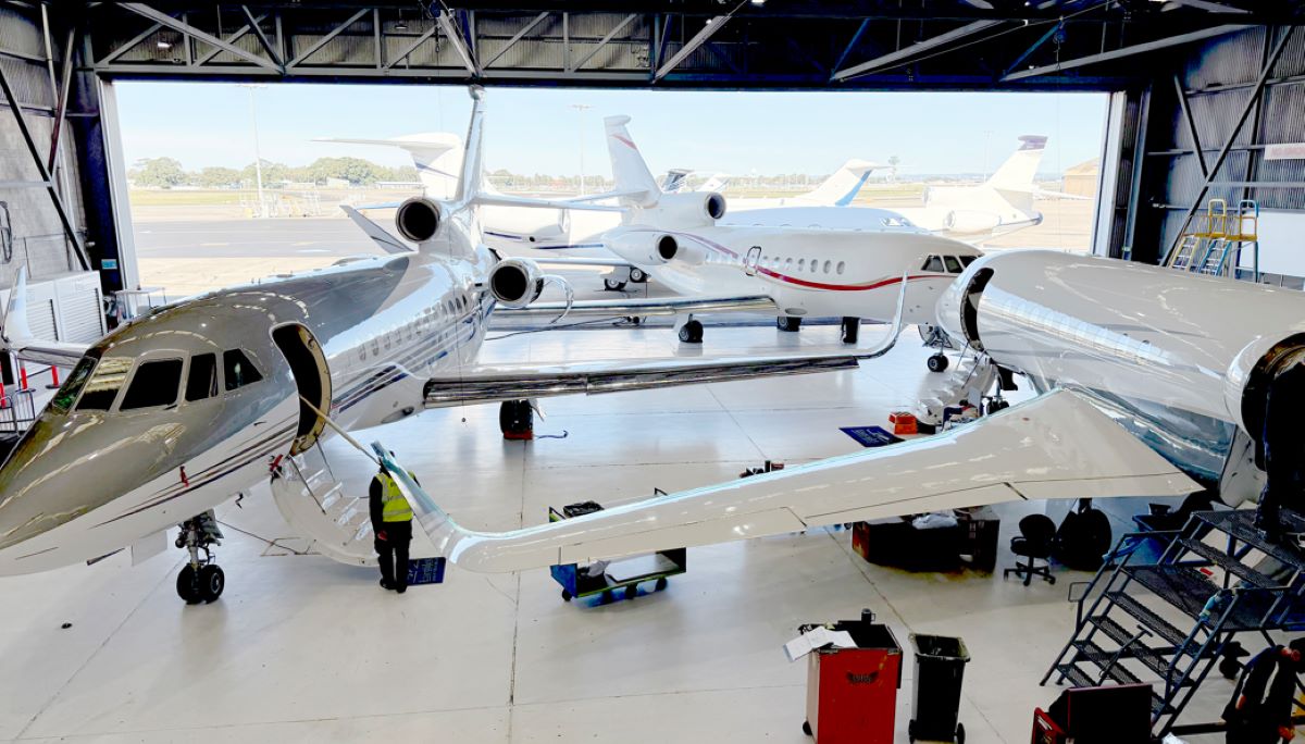 ExecuJet MRO Services in Sydney Working on Three Falcons Simultaneously
