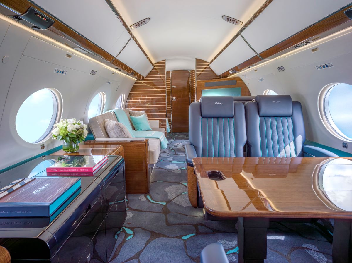 xquisite cabin design from the air to the water: Flexjet & Ferretti Group unveil the Riva Volare private jet & helicopter interior