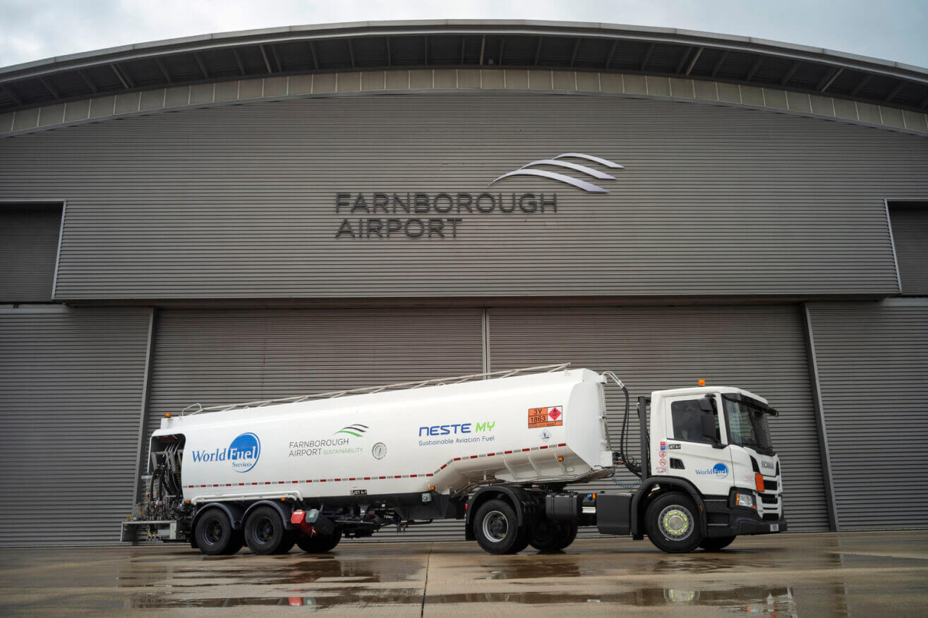 Farnborough Airport sells its millionth litre of Sustainable Aviation Fuel