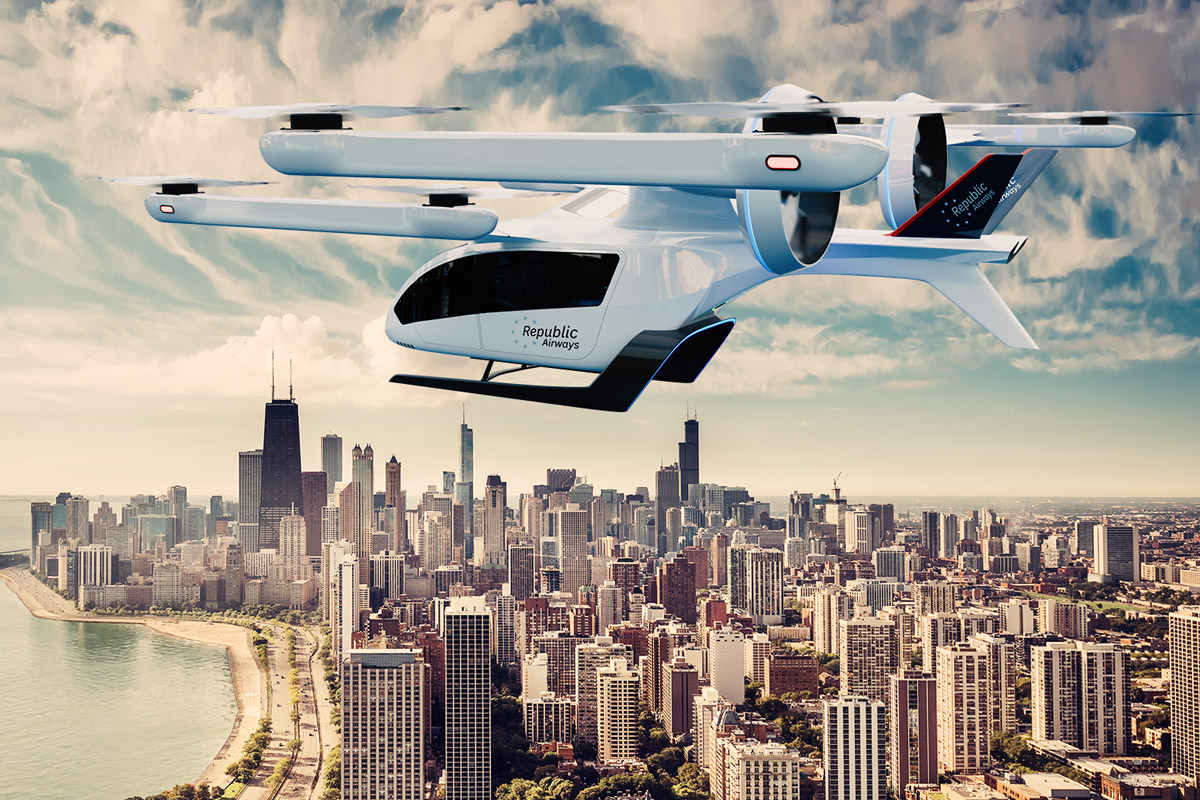 Eve and Republic Airways announce partnership to develop regional operator network of the future with an order for up to 200 eVTOL aircraft